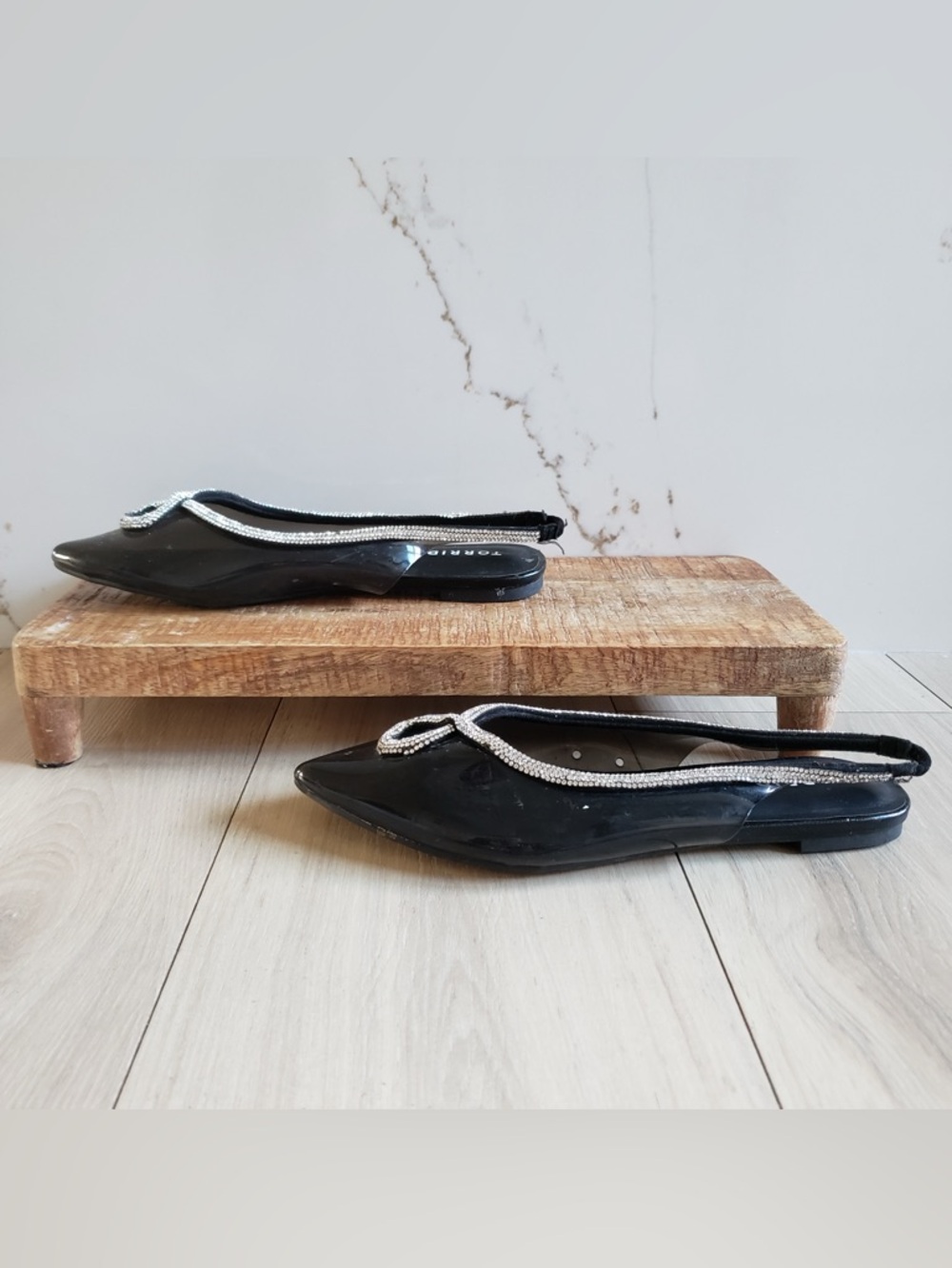 torrid Black Pointed Slingback Flats with‎ Crystal Accent